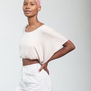 Ivory Convertible Top Shirt | Unisex Festival Yoga Wear | Made in USA